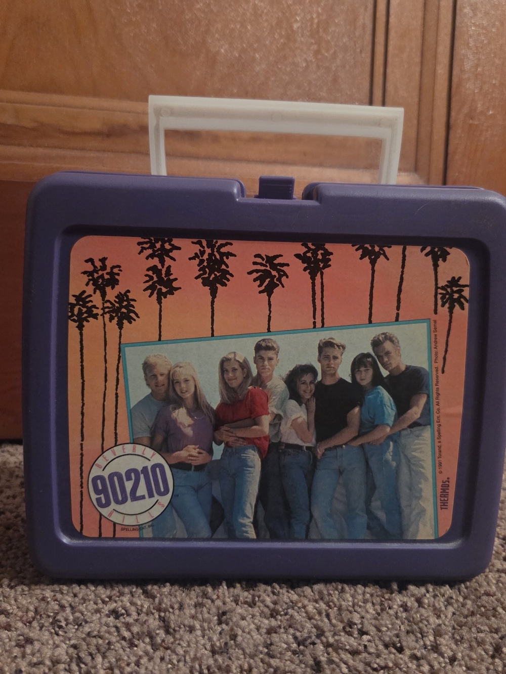 Vintage 1991 Beverly Hills 90210 Thermos Lunch Box Set Purple Complete TV Show